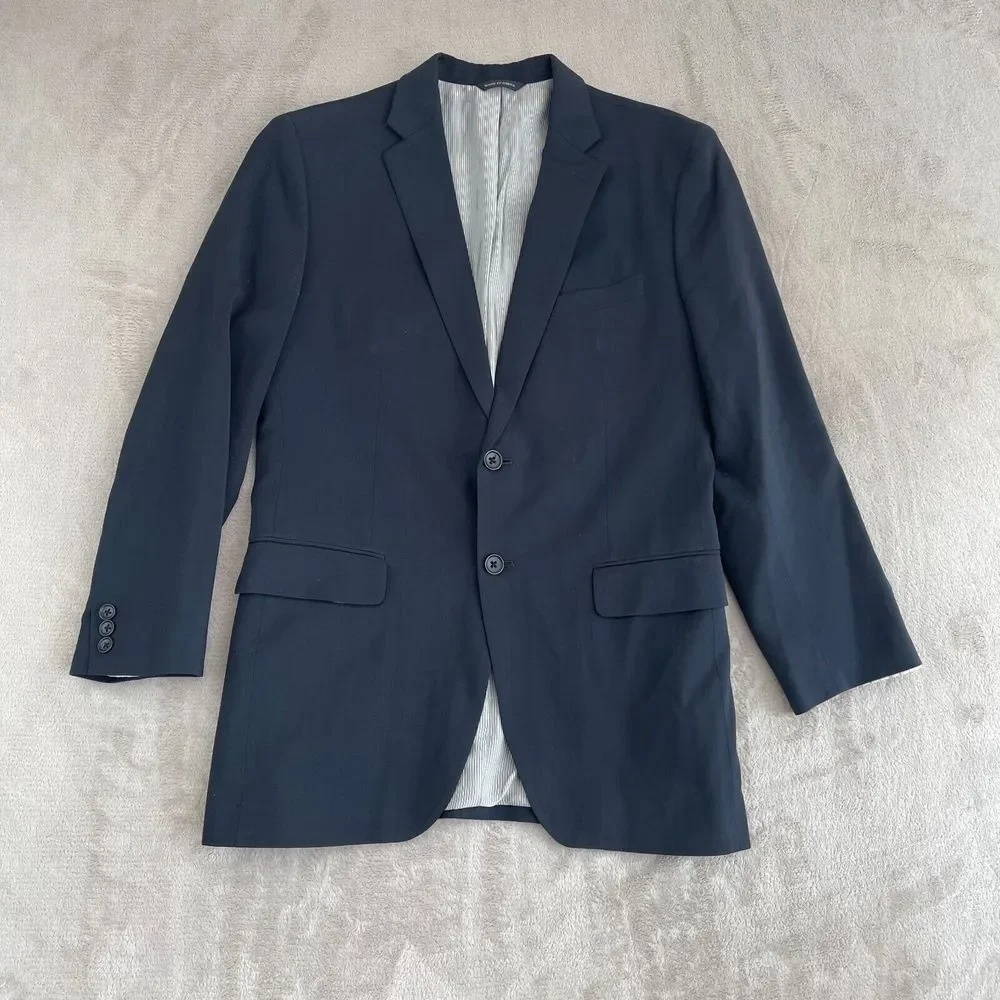 Banana‎ Republic Blazer Men 40R Navy F.LLI Cerruti Tailored Slim Fit Wool Blue